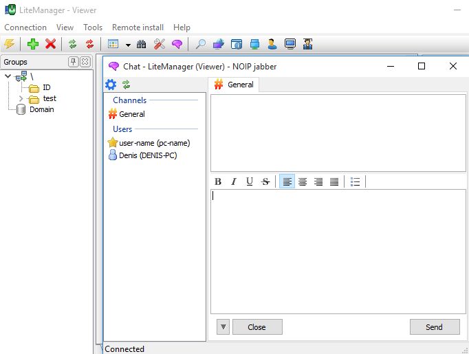 Viewer chat via NOIP jabber